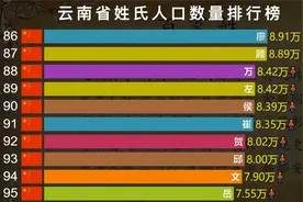 2022年云南省百家姓人口排行榜，前一百名里都有哪些姓？视频封面