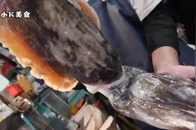 日本市场出现超大墨鱼，大厨买来料理刺身，肉质晶莹，看着真馋人视频封面
