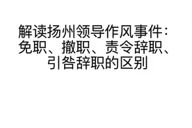解读扬州领导作风事件：免职、撤职、责令辞职、引咎辞职的区别视频封面