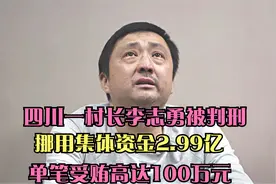 四川一村长李志勇被判刑，挪用集体资金2.99亿，单笔受贿100万视频封面