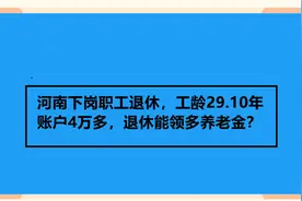 河南下岗职工退休，工龄29.10年 账户4万多，退休能领多养老金？视频封面