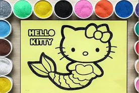 彩色沙画，绘出拥有漂亮鱼尾的Kitty 猫，奇妙的组合！视频封面