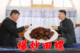 兄弟俩做一锅爆炒田螺，尾巴处不知是什么，一脸茫然样子，笑惨了视频封面