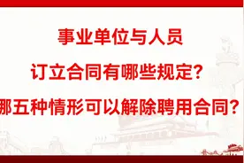事业单位与人员订立合同有哪些规定？哪五种情形可解除聘用合同？视频封面