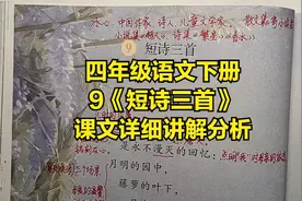 四年级语文下册：9《短诗三首》课文详细讲解分析视频封面