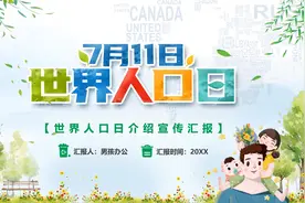 世界人口日介绍宣传汇报PPT模板视频封面