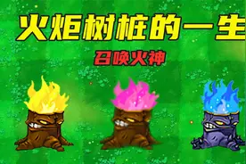 植物大战僵尸：火炬树桩的一生，集齐三色火焰，召唤火神！视频封面