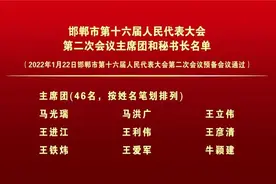 邯郸市第十六届人民代表大会第二次会议主席团和秘书长名单视频封面