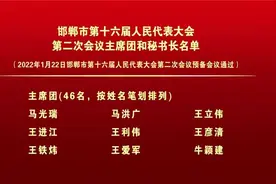 邯郸市第十六届人民代表大会第二次会议主席团和秘书长名单视频封面