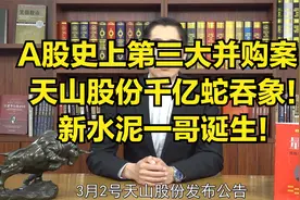 A股史上第三大并购案，天山股份千亿蛇吞象，新水泥一哥诞生！