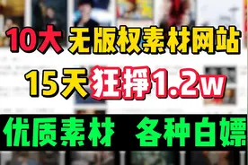 影视二创10大无版权素材网站，每天收溢1000＋这10个网站建议收藏视频封面