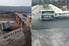 1死14伤！监拍：甘肃一公交车遭疾驰救护车撞击后冲破护栏坠桥视频封面