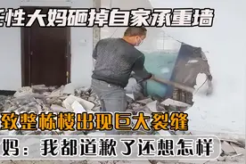 任性大妈砸掉承重墙，导致楼体出现裂缝，大妈：我道歉了还想怎样视频封面