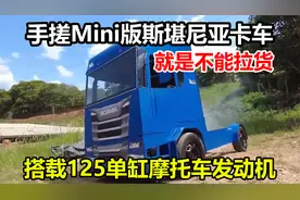 手搓Mini版斯堪尼亚卡车，搭载单缸摩托车发动机，上坡靠人推视频封面