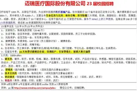 医疗器械龙头，迈瑞医疗23届校园招聘开启视频封面