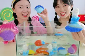 开箱寻宝：炫彩贝壳里孵出美人鱼啦！搞怪妹子惊喜又逗乐视频封面