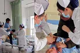 孩子住院不愿意打针，爸爸从公司赶来暴揍，打针场面让人爆笑视频封面