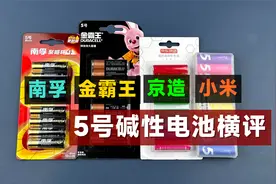 5号碱性电池横评：南孚、金霸王、小米、京造，到底谁更值得买？视频封面