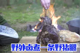 在野外卤煮一条野猪腿，比十三香都香视频封面