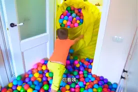 小男孩买来超多的海洋球,把家里变成海洋球游乐场,这也太好玩了!视频封面