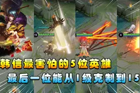 王者搞笑：韩信最害怕的5位英雄，辅助张良能从1级克制到15级！视频封面