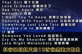 抖音最近很火的伤感英文歌曲12首，你听过几首？ 建议收藏起来！视频封面