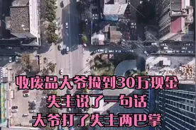 收废品大爷捡到30万现金，失主说了一句话，大爷打了失主两巴掌视频封面