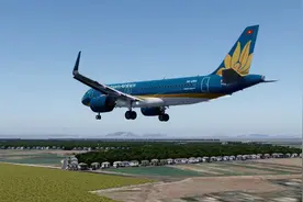 越南航空客机落地温州机场全过程，赞叹机场很大很漂亮很现代化视频封面