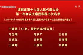 邯郸市第十六届人民代表大会第一次会议主席团和秘书长名单视频封面