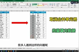 Excel取消合并单元格，批量填充数据的方法视频封面