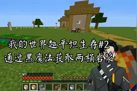 我的世界超平坦生存#2：又找到了一座村庄，通过黑魔法获取岩浆。视频封面