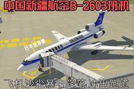 中国新疆航空B-2603班机，飞机沙尘暴中降落，冲出跑道视频封面