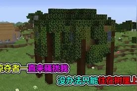 MC我的世界：为了躲避掠夺者的攻击，我直接在树上建造房子视频封面