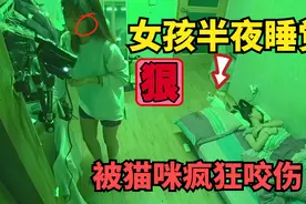 女孩半夜睡觉，被猫咪疯狂咬伤，差点就毁容了！视频封面