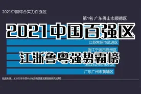 江浙粤包揽前十，2021中国百强区排行榜，江苏浙江占"半壁江山"。视频封面