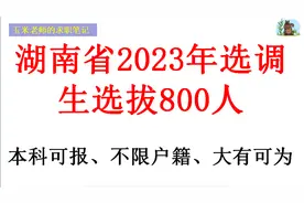 湖南省2023年选调生选拔800人，本科可报，不限户籍，大有可为视频封面