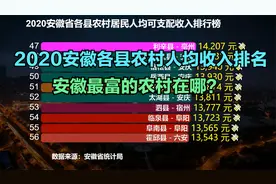 2020安徽59个县农村人均收入排行榜，原来安徽最富的农村不在合肥视频封面