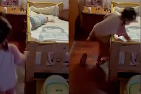不走寻常路！女孩“翻滚式”上床姿势令网友调侃：两只鞋子真配合视频封面