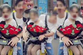 实拍：情侣“520”浪漫约会共骑一车 女警当街拦下进行安全教育！视频封面