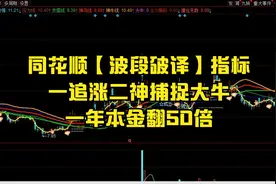 同花顺【波段破译】指标，一追涨二神捕捉大牛，一年本金翻50倍