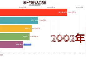 1分钟看近20年人口变化，男女比例基本均衡，城乡人口变化明显视频封面