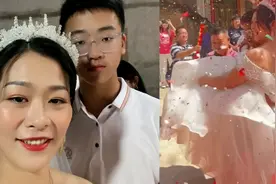 40岁新郎娶38岁二婚新娘，新郎抱不动，14岁儿子公主抱送妈妈出嫁视频封面