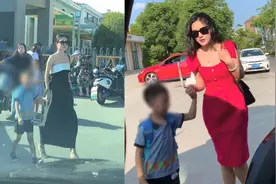 女子接娃放学像参加比美大赛，穿露肩礼服霸气出场，网友不淡定了视频封面