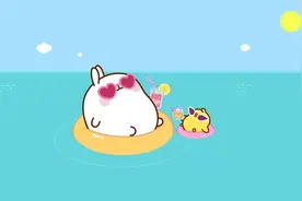 卡通动画 小鸡和兔子海边度假视频封面