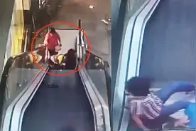 东莞一商场大人小孩扶梯上连环摔 监控记录惊险一幕视频封面