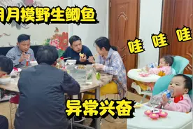 邻居送了一大盆野生鲫鱼，月月异常兴奋，高兴的手舞足蹈尖叫不停视频封面