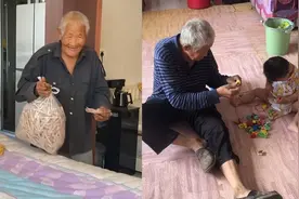 太爷爷拿着卖羊钱来看重孙，一句话让孙媳泪目：怕以后没机会了！视频封面