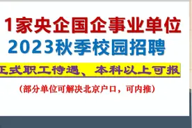 11家央企国企事业单位2023校园招聘，本科可报，部分解决北京户口视频封面
