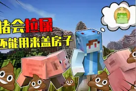 我的世界：给猪喂食会拉屎？用猪拉的屎造房子，还可以住人！