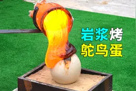 1500度的岩浆，能烤熟3斤的鸵鸟蛋吗？趣味实验视频封面